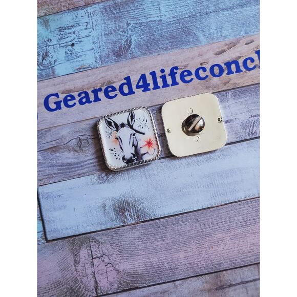 Unique mule conchos, custom conchos mule design tack, unique concho, diy belt - Picture 3 of 6